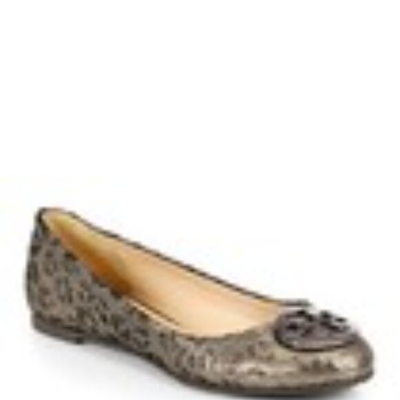 NIB Tory Burch Ballet Flats - Reva POWDERED CHEETAH PRINT gray - Picture 2 of 8